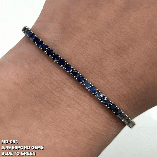 5.49 Cts. Gradient Sapphire Blend Blue to Green Tennis Bracelet