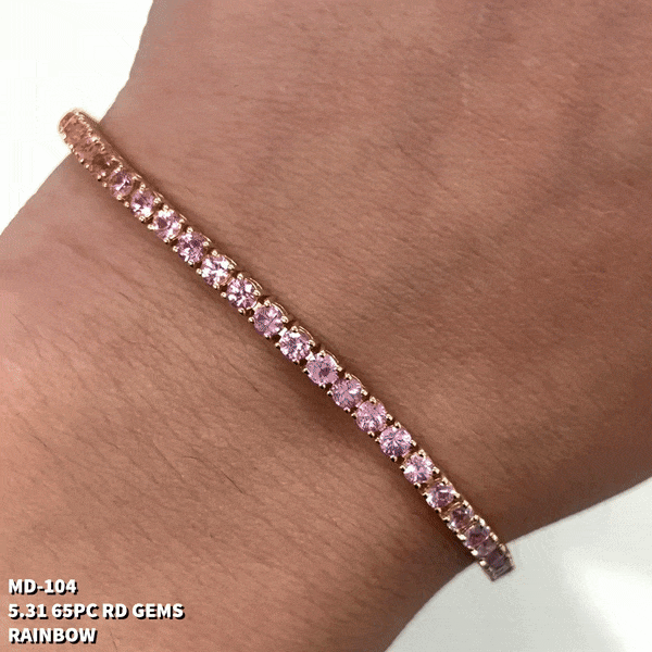 5.31 Cts. Pastel Rainbow Sapphire Tennis Bracelet