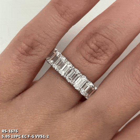 5.95 Cts Natural Diamond Emerald Cut Eternity Band