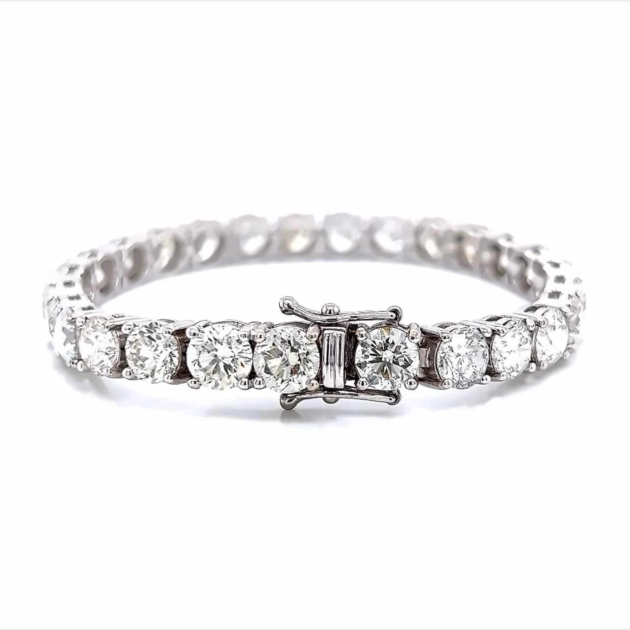 Brazalete de tenis de diamantes naturales mejorado con claridad de 18k Wg *28.32 Rd