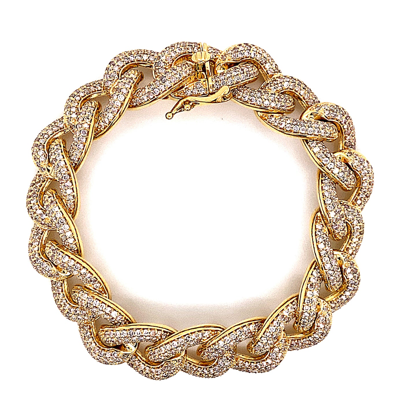 18k Yg 6.93 Rd Tcw Large Link Bracelet