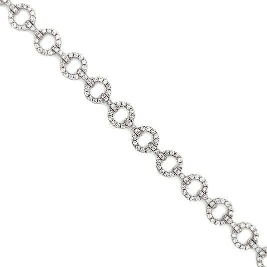 18k Wg 1.72 Rd Tcw Circle Links Diamond Bracelet