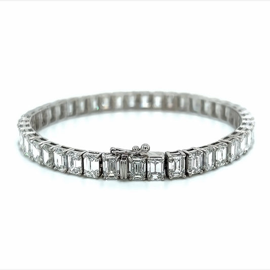20.69 Cts Natural Diamond Emerald Cut Tennis Bracelet