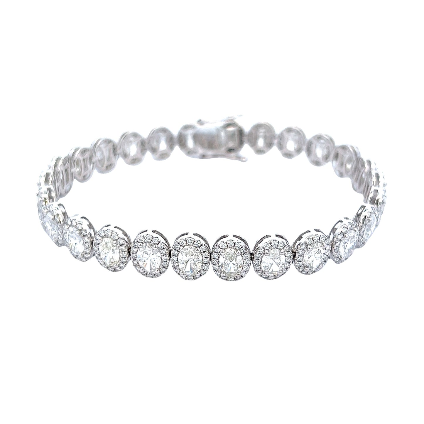 10.07 Cts Natural Diamond Halo Oval Cut Tennis Bracelet