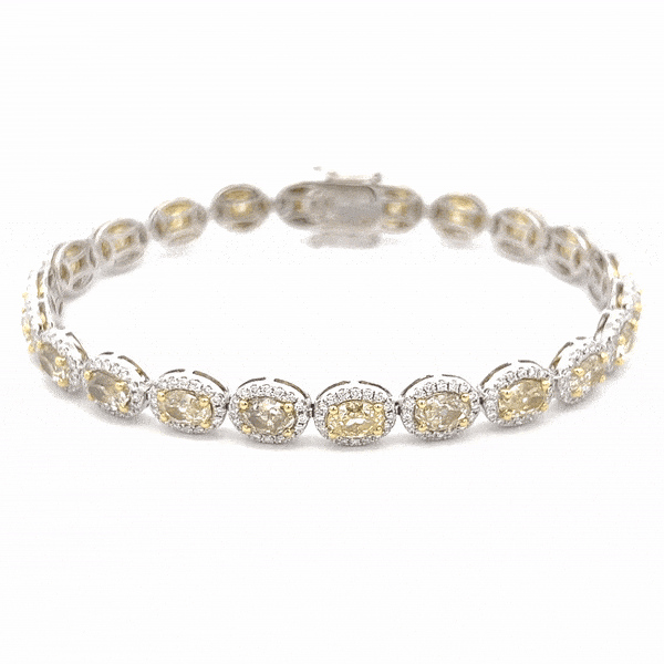 9.81 Natural Diamond Fancy Yellow Oval Cut Tennis Bracelet