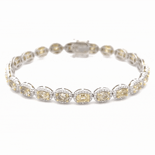 9.81 Natural Diamond Fancy Yellow Oval Cut Tennis Bracelet
