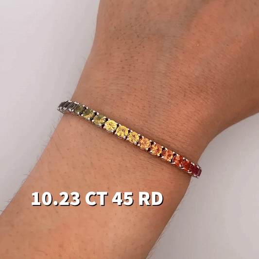 10.23 Cts Rainbow Sapphire Tennis Bracelet