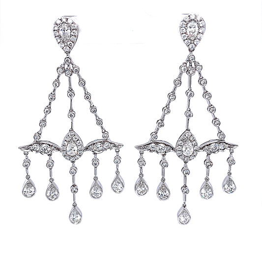 5.37 Cts. Natural Diamond Mix Shape Chandelier Earrings
