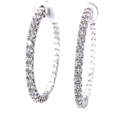 Aretes grandes de aro de 18k Wg 4.94 Rd Tcw