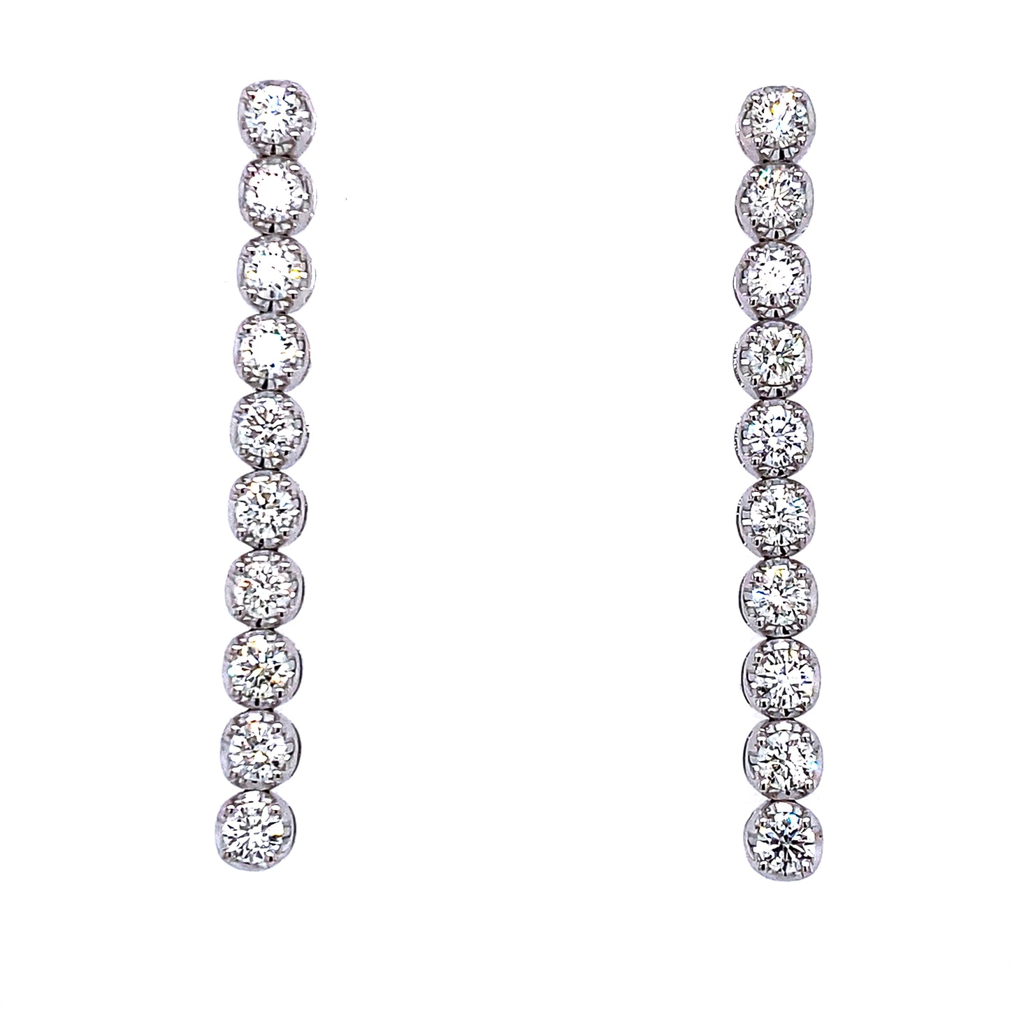 18K WG 1.80 RD Bezel Set Diamonds Tier Earrings