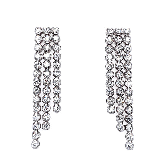 18k Wg 2.45 Rd Tcw 3 Tier Dangle Diamond Earrings