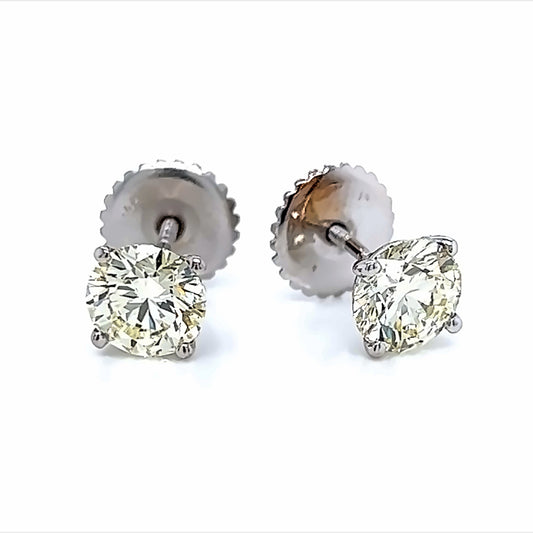 14k Wg 2.44 Tcw Rd Diamonds Stud Earrings