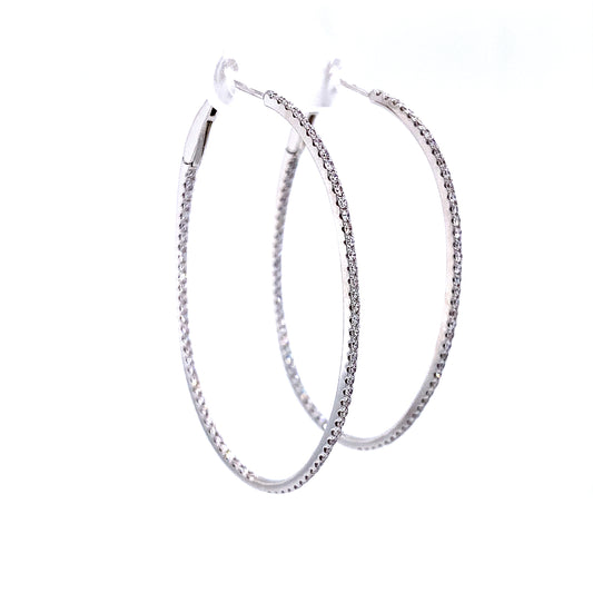 14k Wg 1.17 Rd Tcw Hoop Thin Lrg Earrings