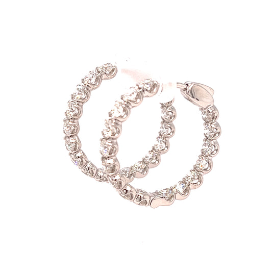 18k Wg 5.99 Rd Tcw Hoop Medium Earrings