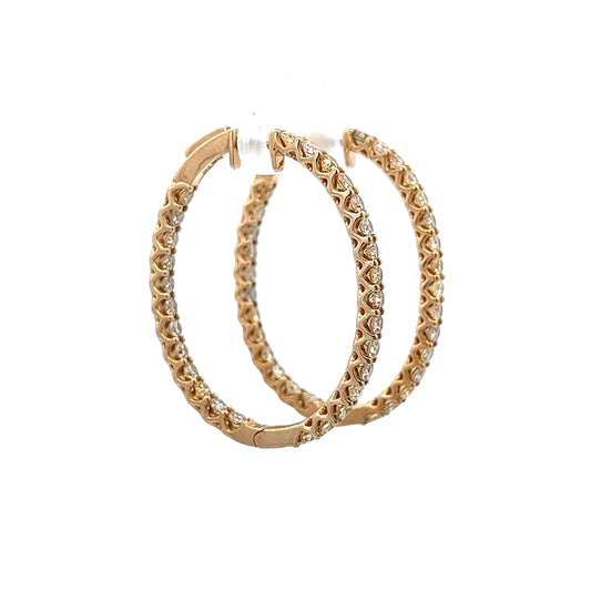 Aretes de aro oblongos de 14 k Yg 4,48 Rd Tcw