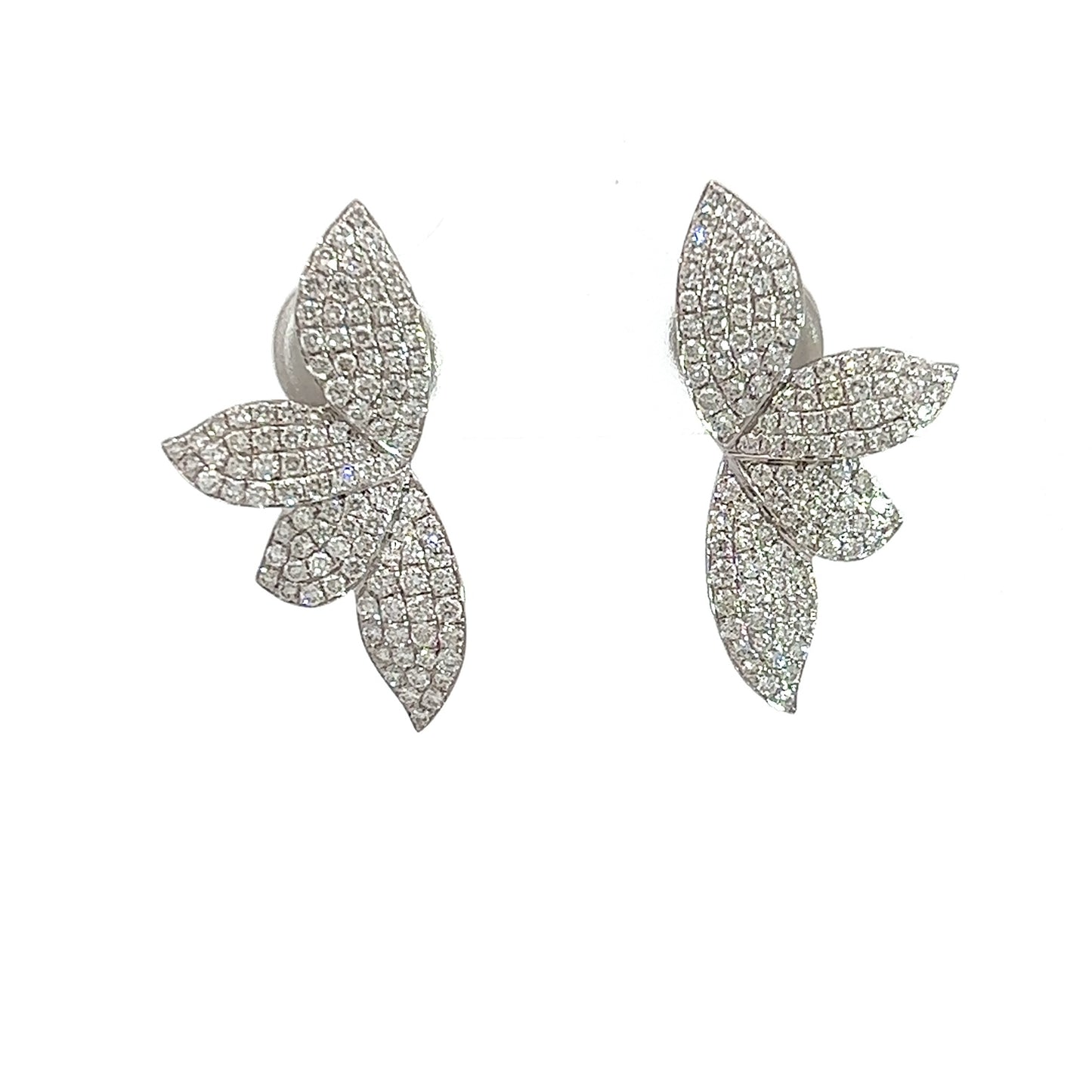 18k Wg 1.00 Rd Tcw Half Wings Earrings