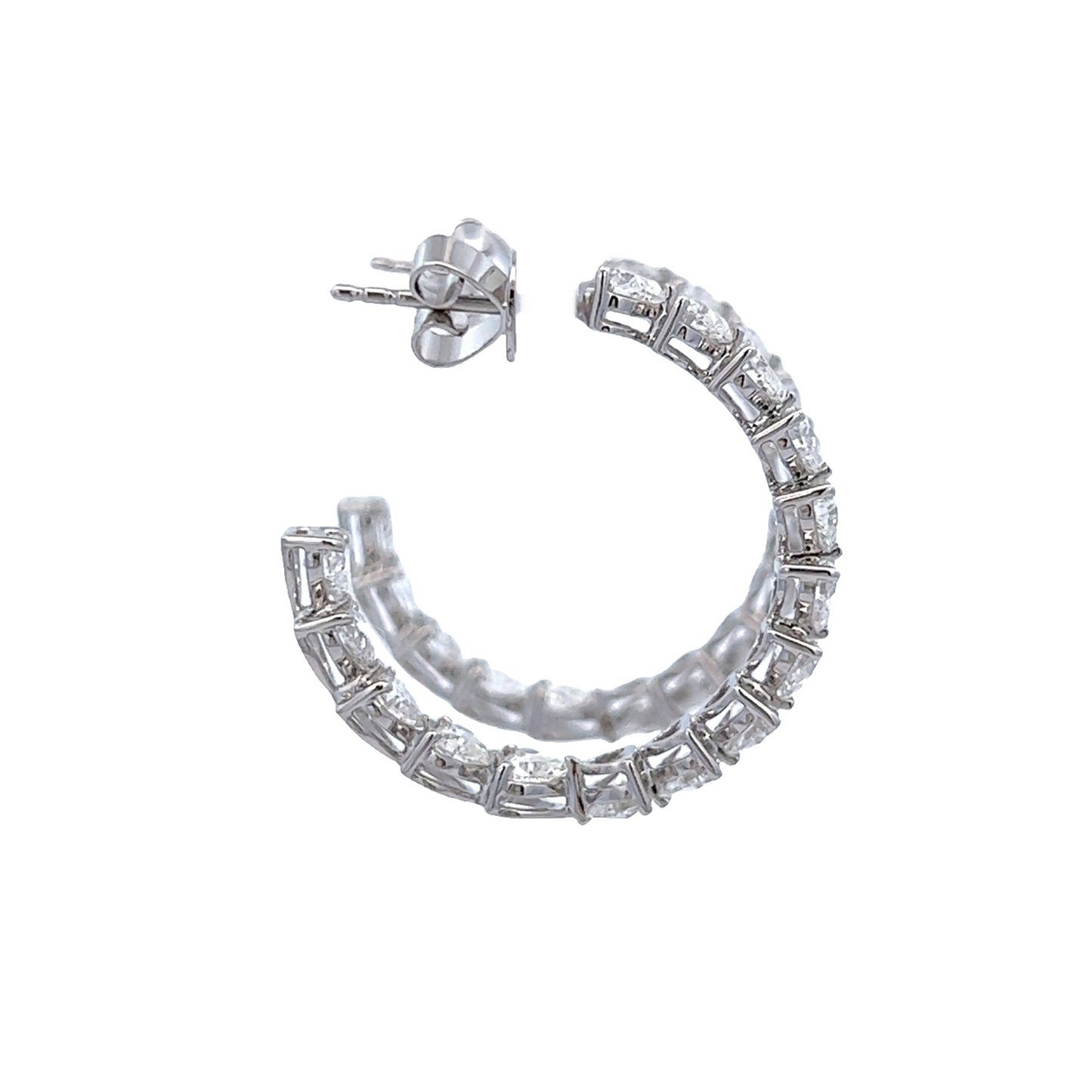 18k Wg 3.60 Heart Shape Tcw 3/4 Hoop Earrings