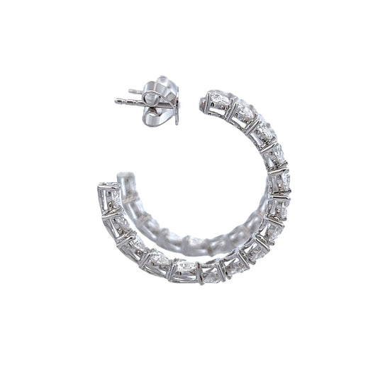 18k Wg 3.60 Heart Shape Tcw 3/4 Hoop Earrings