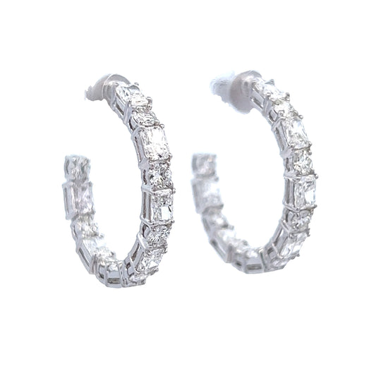 3.12 Cts Natural Mix Shape Diamond Hoop Earrings
