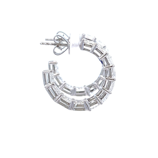 3.22 Cts. 18K White Gold Radiant Cut Diamond Hoop Earrings
