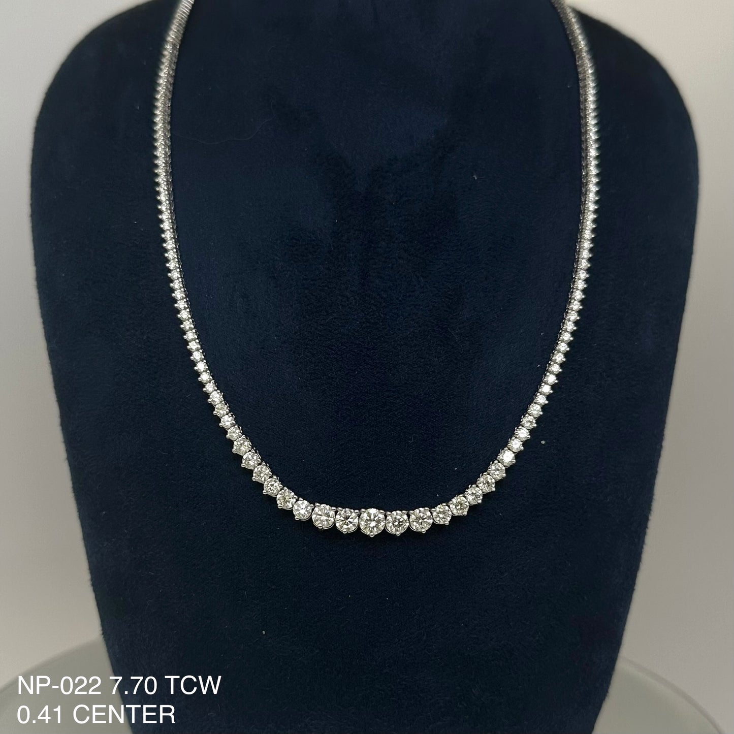 7.70 Cts. Natural Diamond Riviera Round Eternity Necklace
