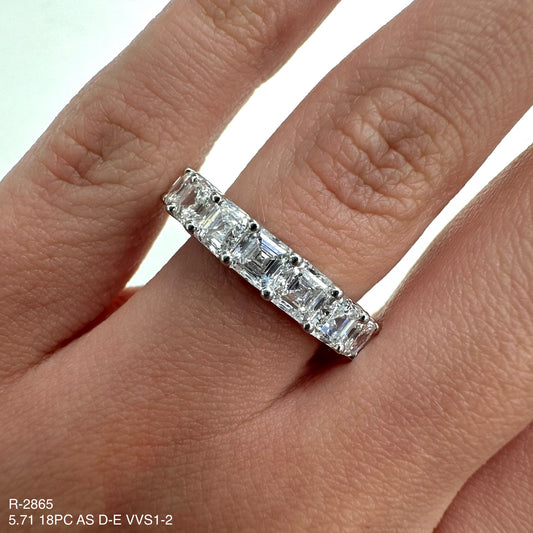 Alianza de eternidad con diamantes naturales de talla Asscher de 5,71 quilates