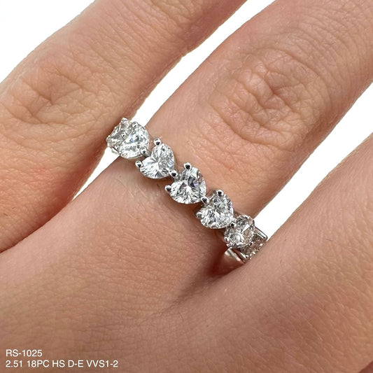 2.51 Cts Natural Diamond Heart Shape Eternity Band