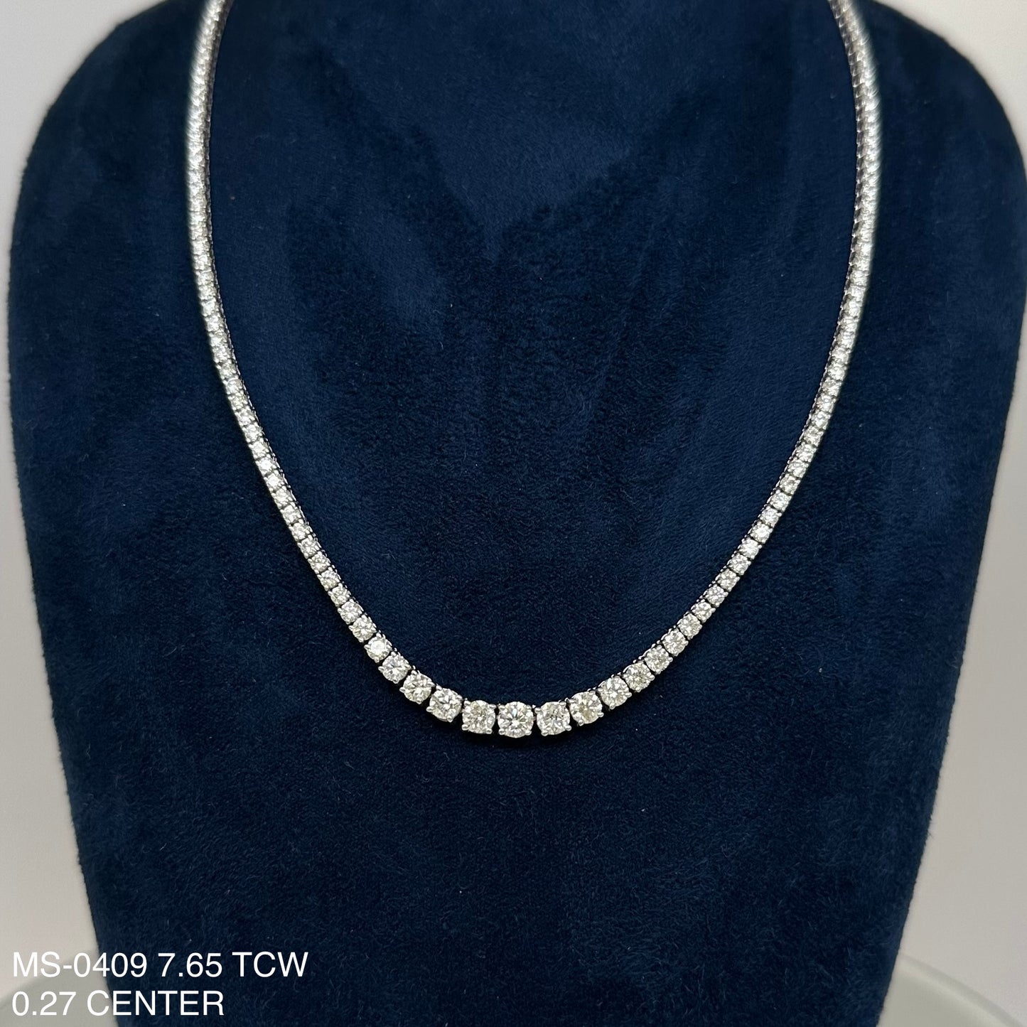7.65 Cts Natural Diamond Riviera Round Eternity Necklace