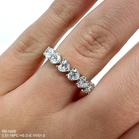 2.52 Cts Natural Diamond Heart Shape Eternity Band