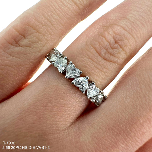 2.66 Cts Natural Diamond Heart Shape Eternity Band