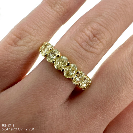 4.64 Cts Natural Fancy Yellow Diamond Oval Eternity Band