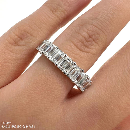6.43 Cts Natural Diamond Emerald Cut Eternity Band