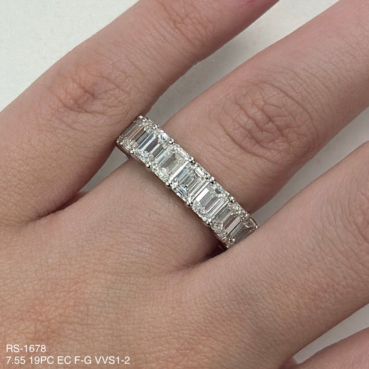 7.55 Cts Natural Diamond Emerald Cut Eternity Band