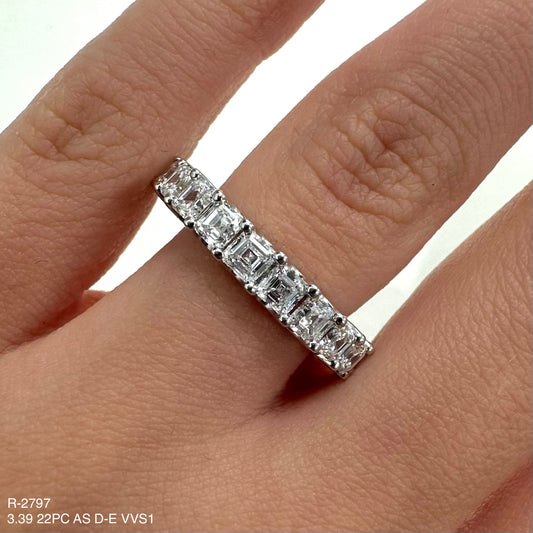 3.39 Cts Natural Diamond Asscher Cut Eternity Band