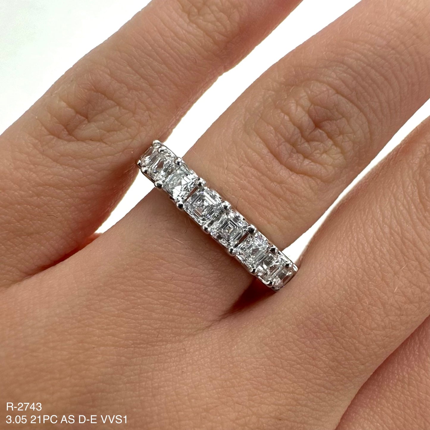 4.02 Cts Natural Diamond Asscher Cut Eternity Band