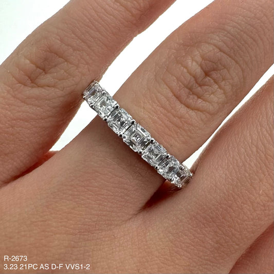 Alianza de eternidad con diamantes naturales de talla Asscher de 3,23 quilates