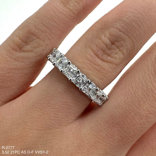 Alianza de eternidad con diamantes naturales de talla Asscher de 3,52 quilates