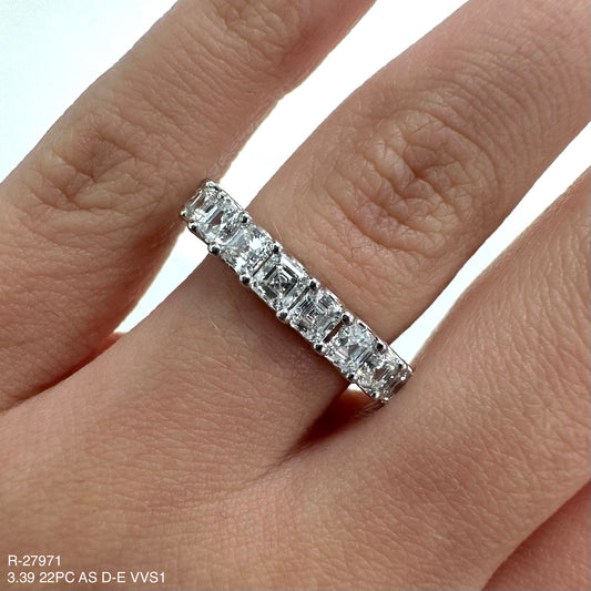 3.39 Cts Natural Diamond Asscher Cut Eternity Band
