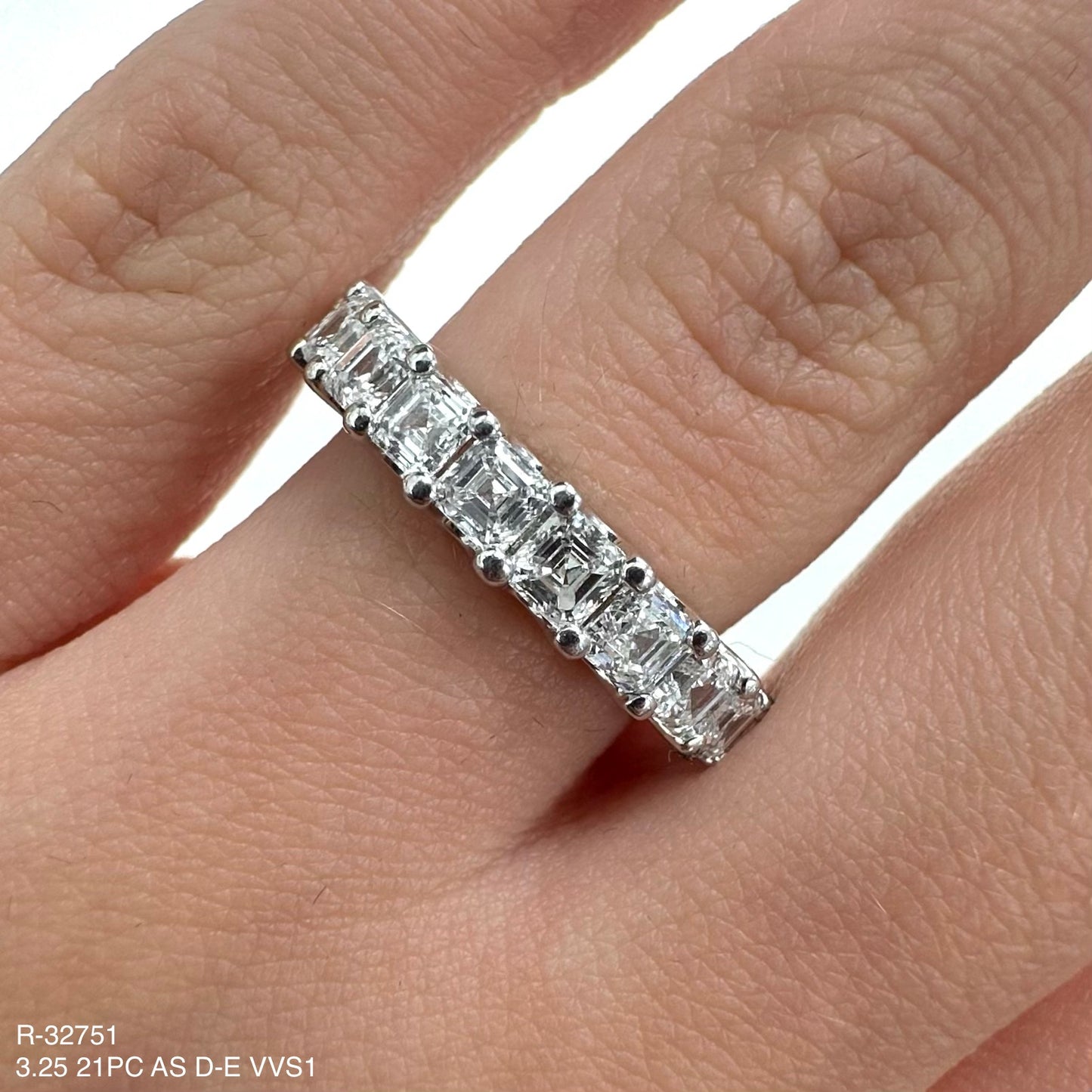 3.25 Cts Natural Diamond Asscher Cut Eternity Band