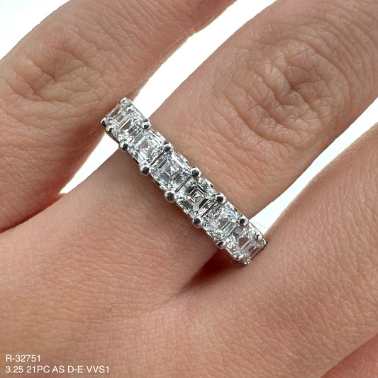 3.25 Cts Natural Diamond Asscher Cut Eternity Band