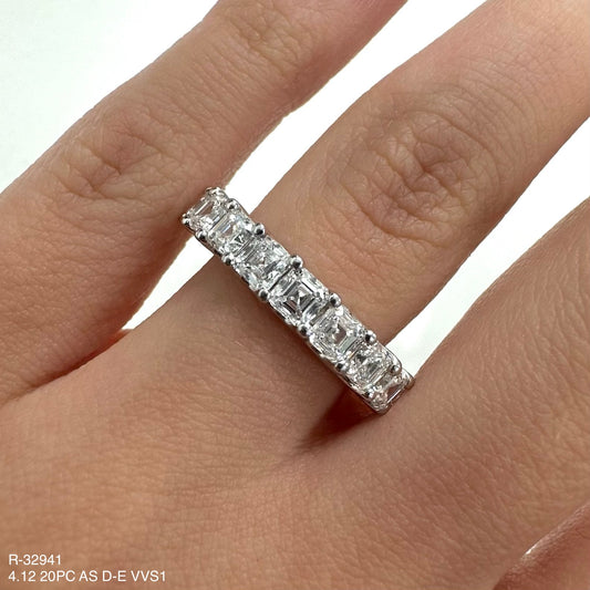 4.12 Cts Natural Diamond Asscher Cut Eternity Band