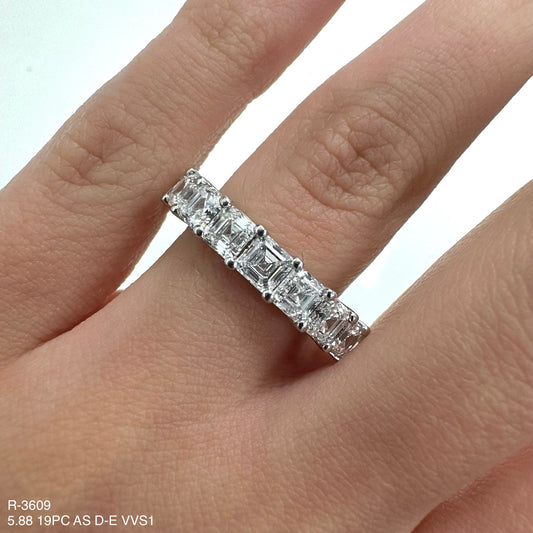 Alianza de eternidad con diamantes naturales de talla Asscher de 5,88 quilates