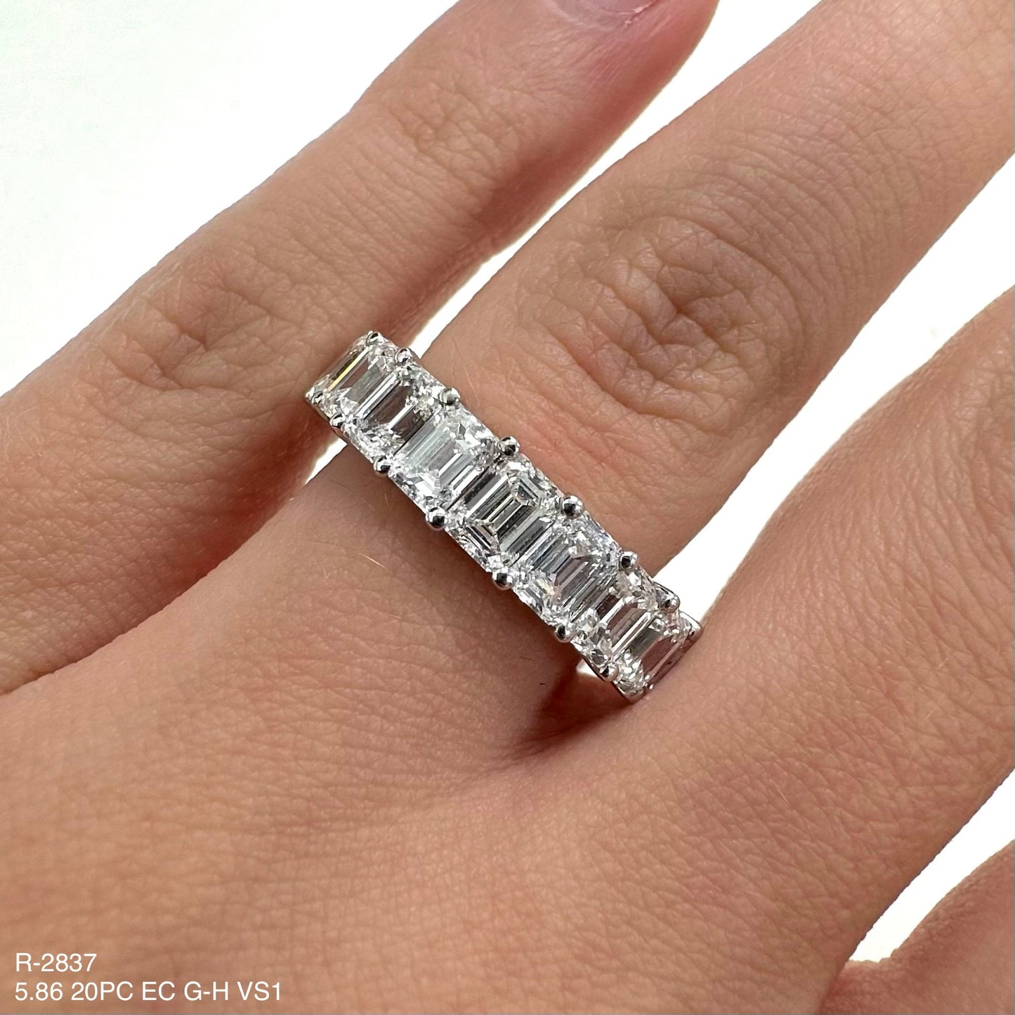 5.86 Cts Natural Diamond Emerald Cut Eternity Band