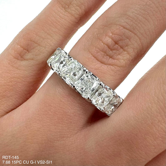 7.68 Cts. Natural Diamond Cushion Cut Eternity Band