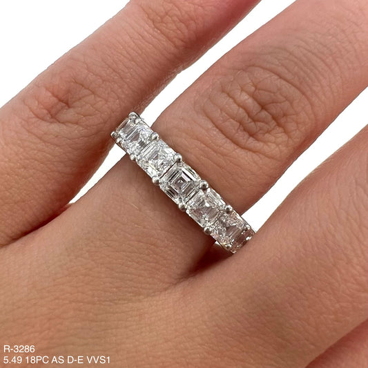 Alianza de eternidad con diamantes naturales de talla Asscher de 5,49 quilates