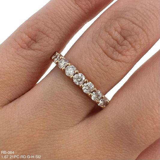 Alianza de eternidad redonda con diamantes naturales de 1,67 quilates