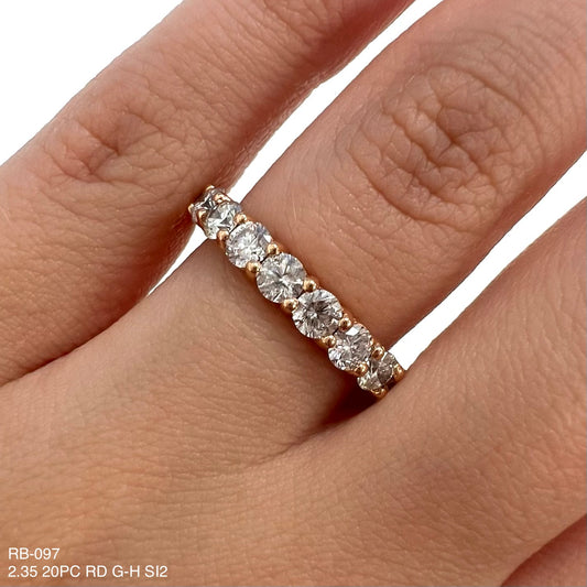 Alianza de eternidad redonda con diamantes naturales de 2,35 quilates