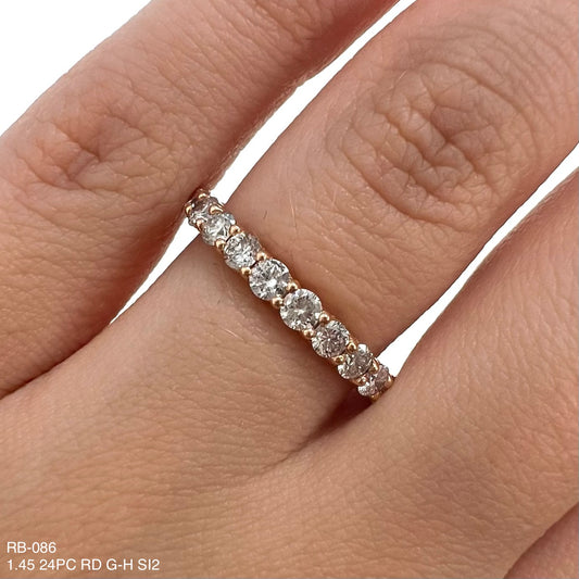 Alianza de eternidad redonda con diamantes naturales de 1,45 quilates