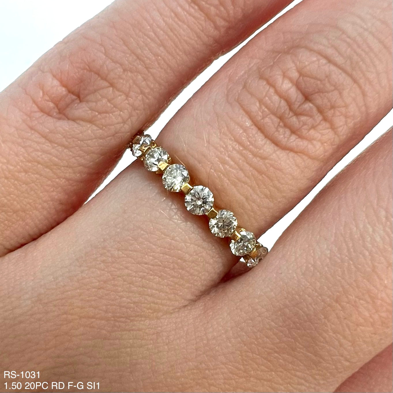 Alianza de eternidad redonda con diamantes naturales de 1,50 quilates