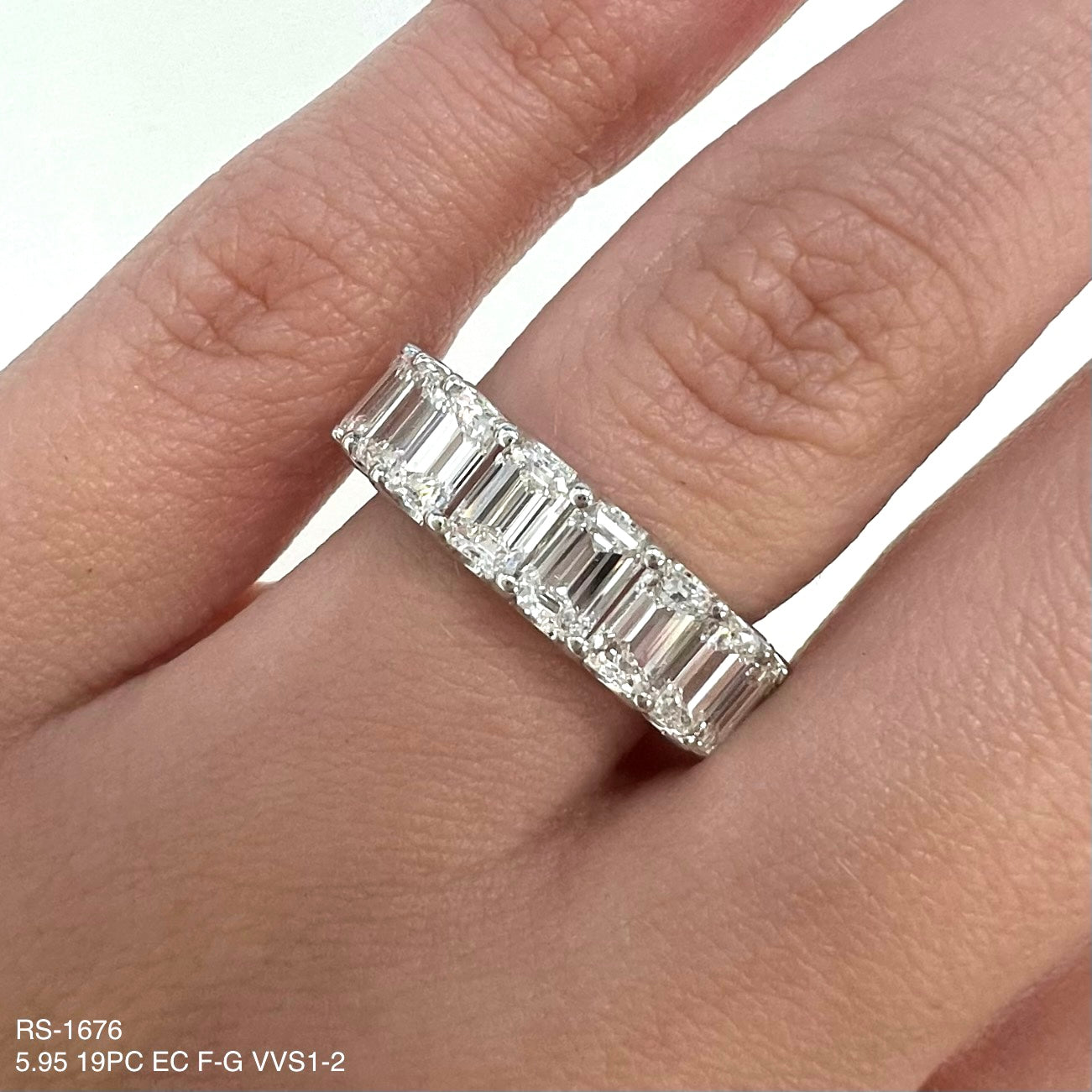 5.95 Cts Natural Diamond Emerald Cut Eternity Band